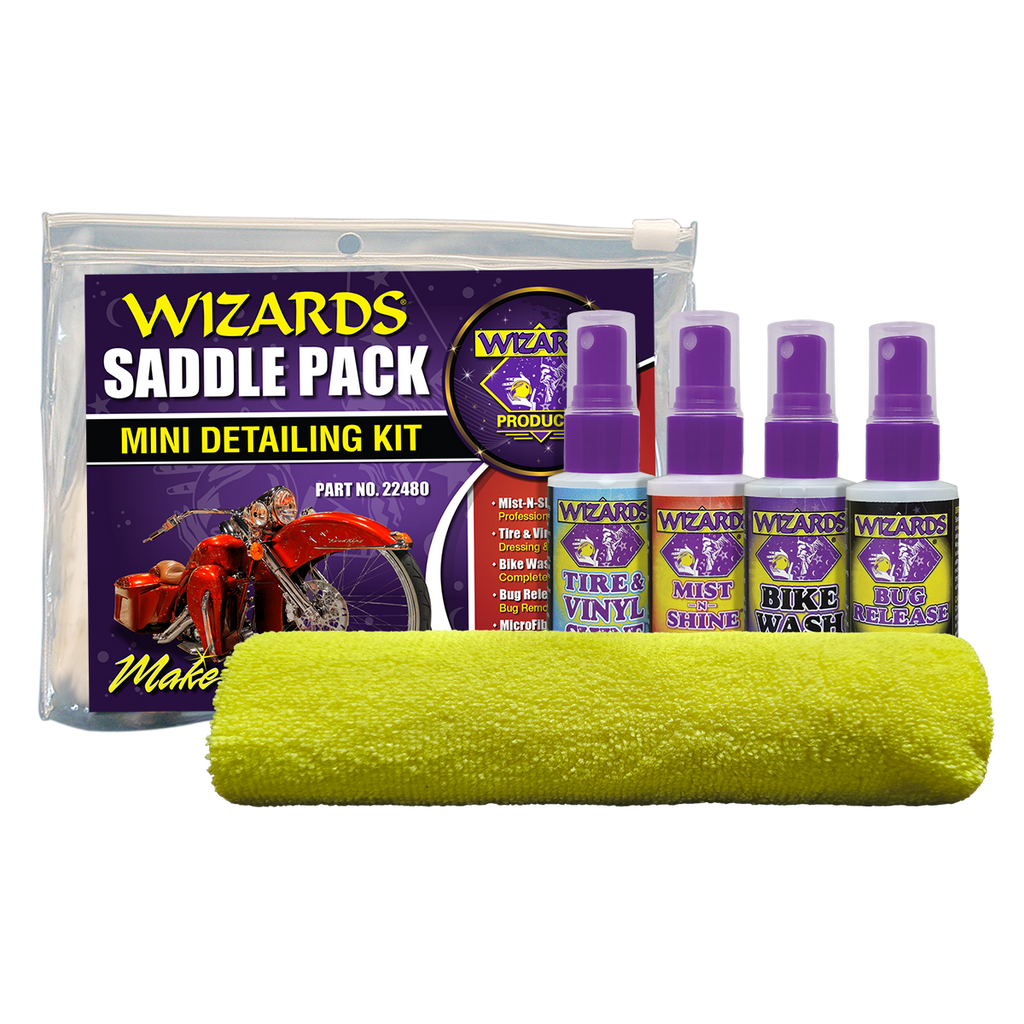 Motorcycle Saddle Pack | Motorcycle Cleaning Pack | Wizards Products